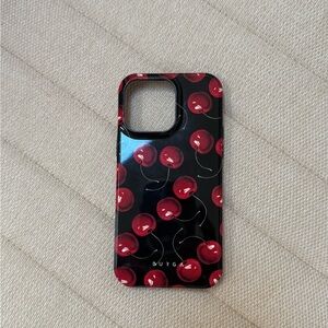 Cherry Pattern Phone Case - Black and Red